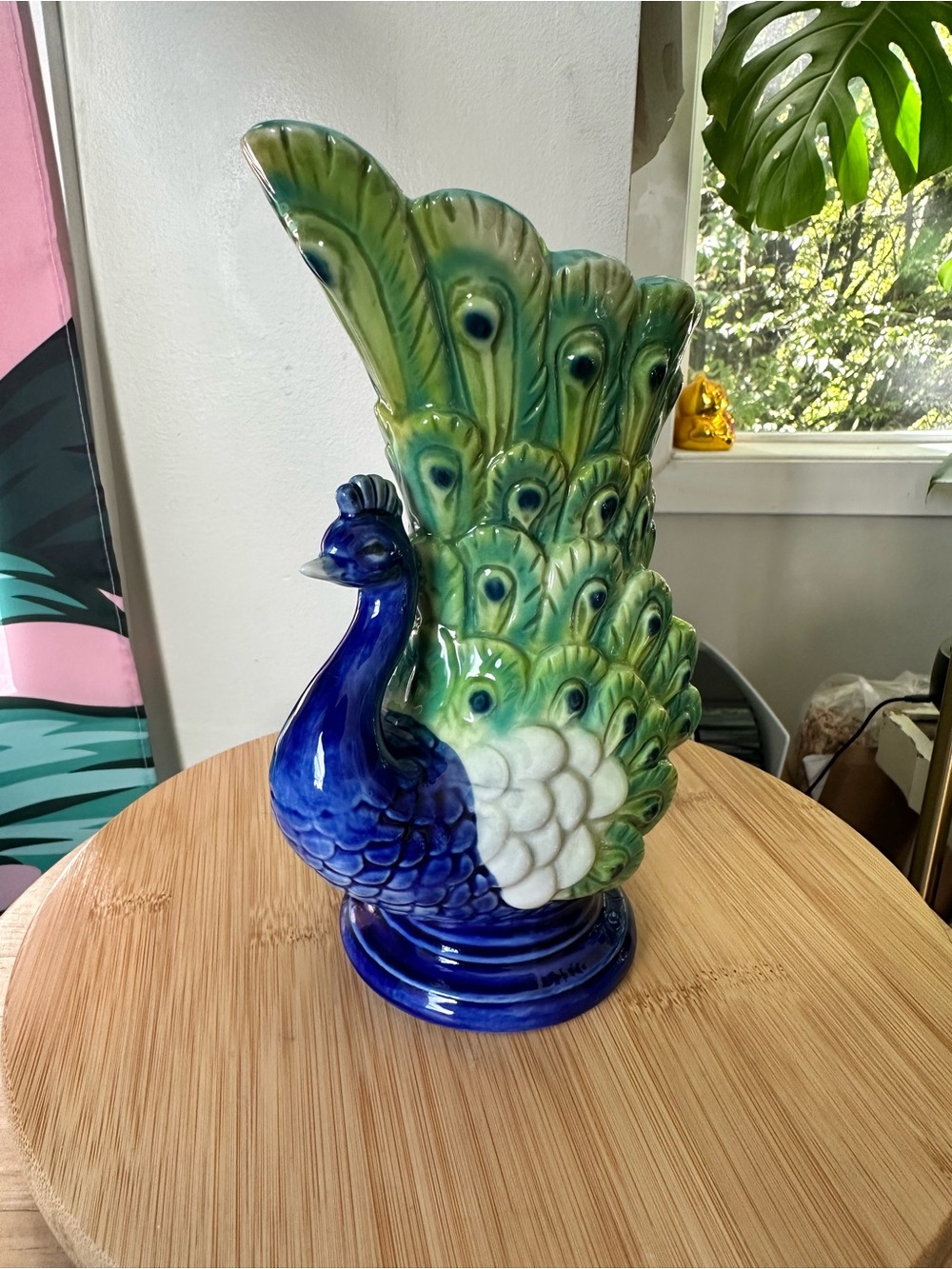 BarConic Ceramic Peacock Tiki Mug / Decorative Bud Vase (18 oz)